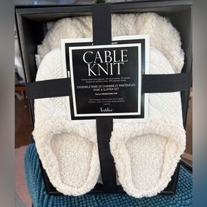 Cable Knit Robe and Slipper Set - Brand new in GIFT box